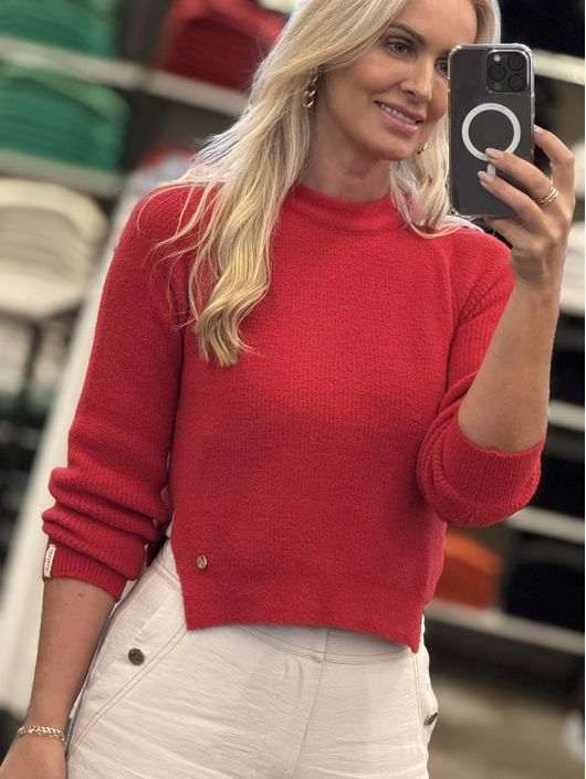 Blusa Mullet Em Fio Pluma Vermelho - K11438AB - KATI MODAS