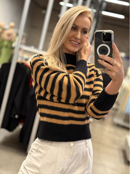 Blusa Abenção Listrada Preto 2805 - K11752AB - KATI MODAS