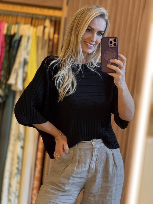Blusa Ambicione Em Modal Preto 2709 - K19442AM - KATI MODAS