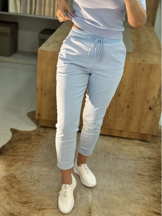 Calça De Sarja Com Cordão Azul Céu - K018963AM - KATI MODAS