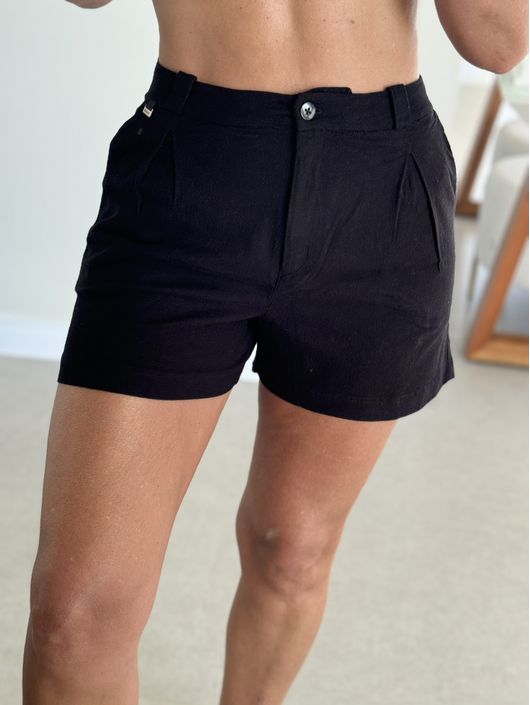 Shorts Biamar De Viscolinho Preto - K11294B - KATI MODAS