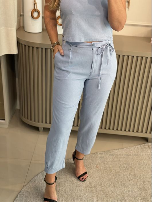 Calça Biamar Com Botões E Cordão Azul - K11514B - KATI MODAS