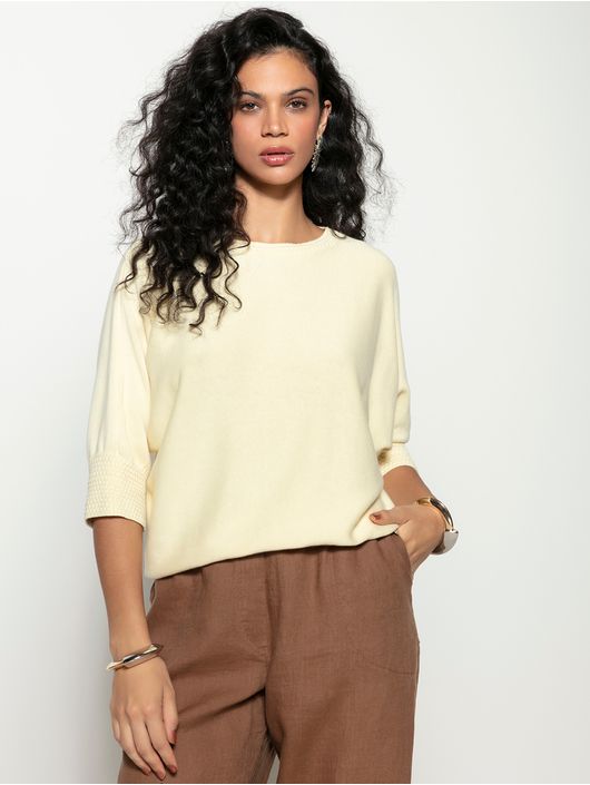 Blusa Biamar Em Ponto Pipoca Amarelo 2307 - K1196... - KATI MODAS