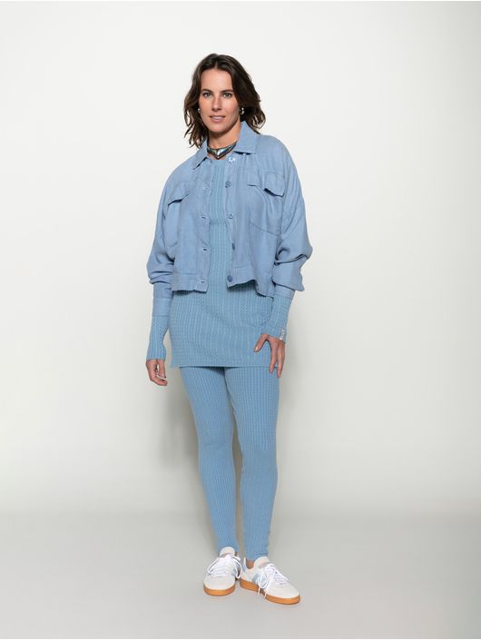 Jaqueta Biamar Com Botões e Bolsos Azul Claro 1607... - KATI MODAS