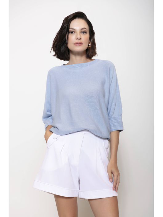 Blusa Biamar Em Ponto Pipoca Azul Claro 2307 - K1... - KATI MODAS