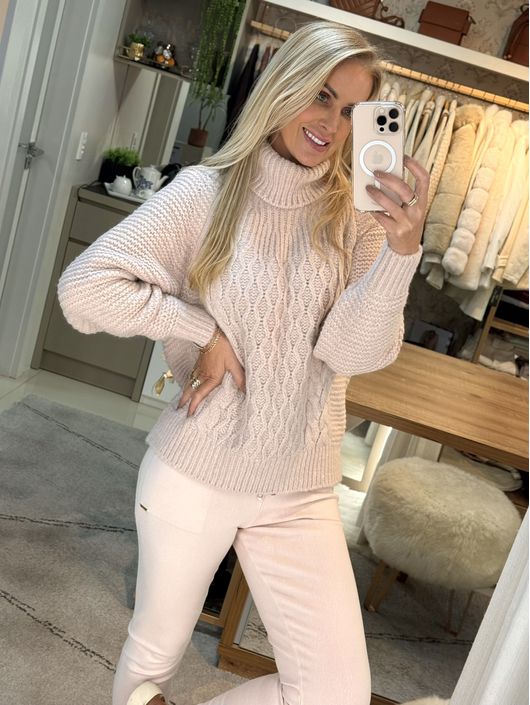 Blusa Biamar Gola Alta Rosa 2506 - K10227B - KATI MODAS