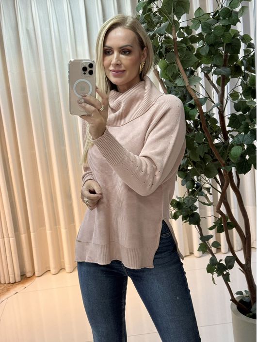 Blusa Mullet Com Gola Boba Rosa 0507 - K19081AM - KATI MODAS