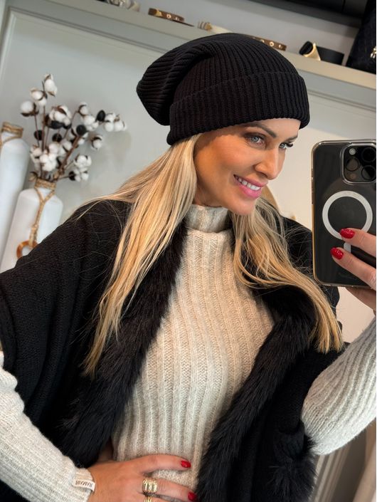 Touca em tricô Preto3105 - K19272AM - KATI MODAS