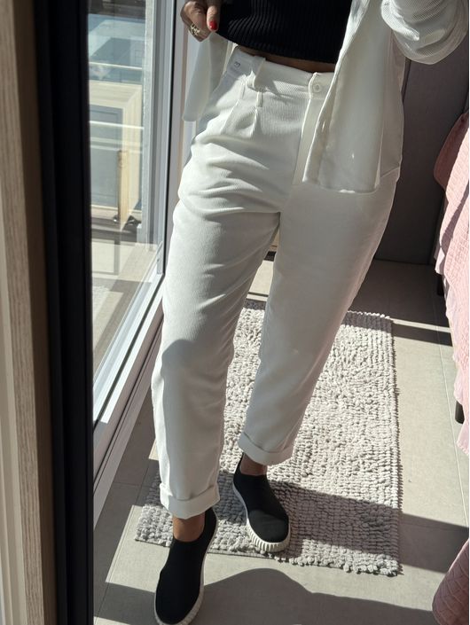 Calça Biamar De Veludo Com Barra Italiana Off 3105... - KATI MODAS