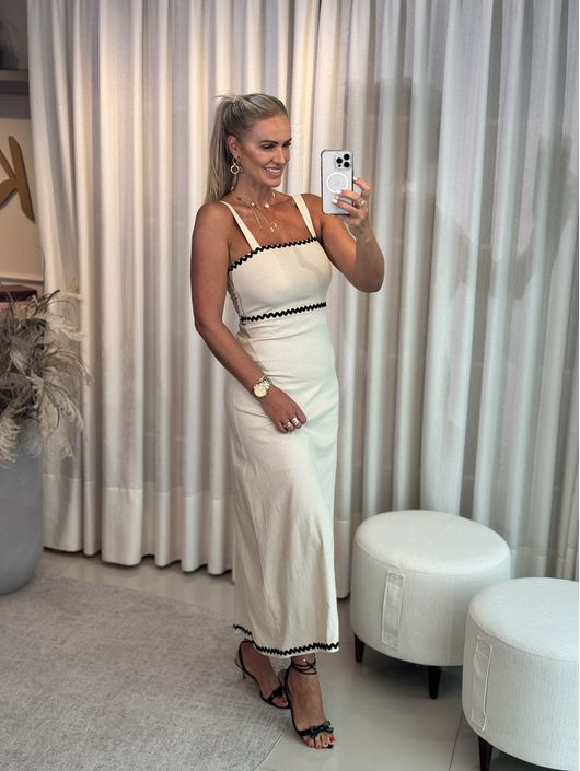 Vestido De Linho Sianinha Bege - K202391L - KATI MODAS