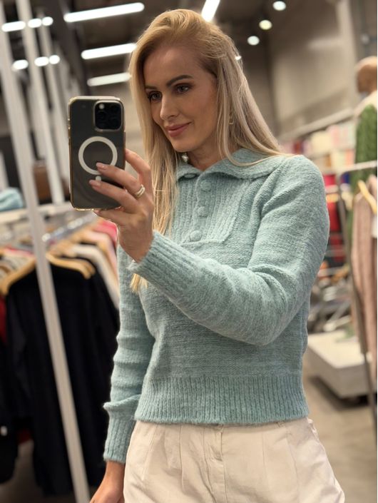 Blusa Abenção Com Gola e Botões Verde 2805 - K1171... - KATI MODAS