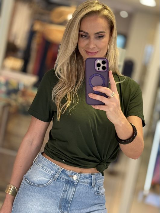 Blusa Biamar Decote Redonda Verde Militar 0610 - K... - KATI MODAS
