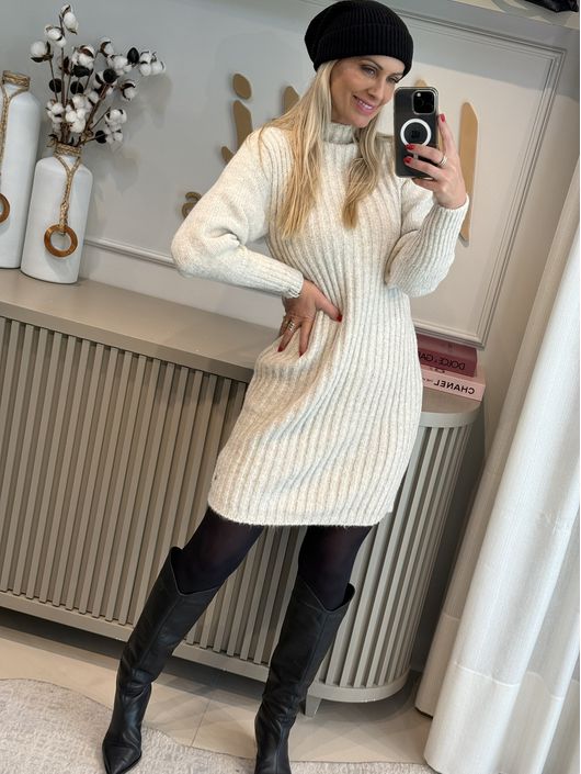 Vestido Biamar Canelado Com Bege 3005 - K11683B - KATI MODAS