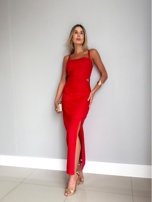 Vestido Le Bongã Com Aberturas Laterais E Fenda Fr... - KATI MODAS