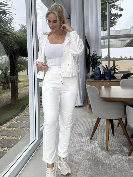 Calça De Moletom Com Cordão Biamar Branco Algodão ... - KATI MODAS