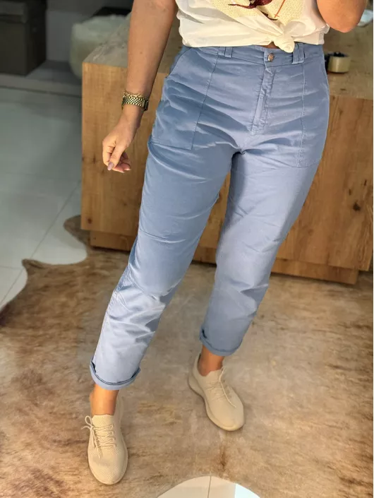 Calça Sarja Com Bolsos Aplicados Azul - K11509B - KATI MODAS