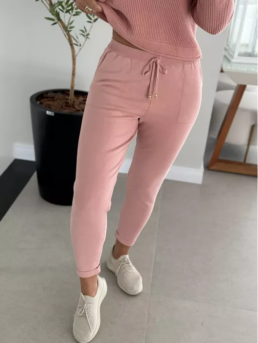 Calça De Tricô Com Barra Italiana Rosa - K015644AM... - KATI MODAS
