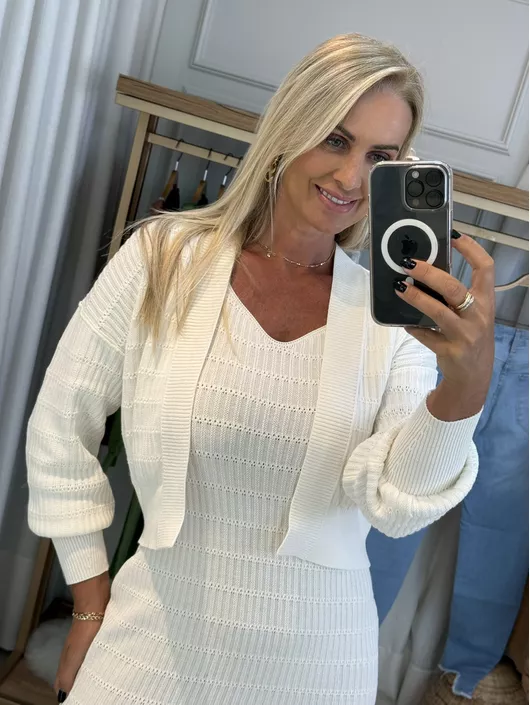 Casaco Biamar De Algodão Off White - K11659B - KATI MODAS