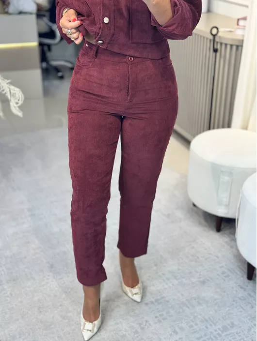 Calça Biamar De Cotele Com Bolso Bordo - K11582B - KATI MODAS