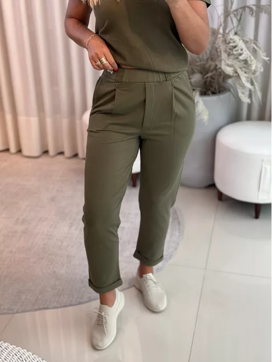 Calça Biamar De Algodão Verde - K11579B - KATI MODAS