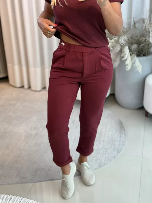Calça Biamar De Algodão Bordo - K11579B - KATI MODAS