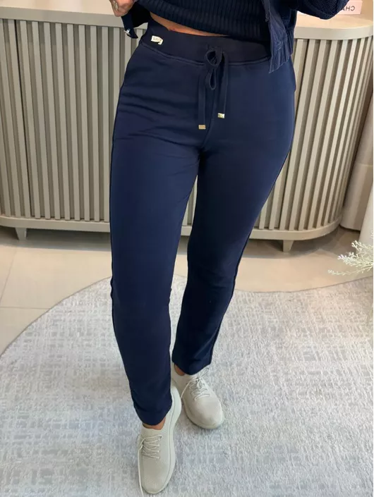 Calça Biamar De Moletom Com Cordão Azul Marinho - ... - KATI MODAS