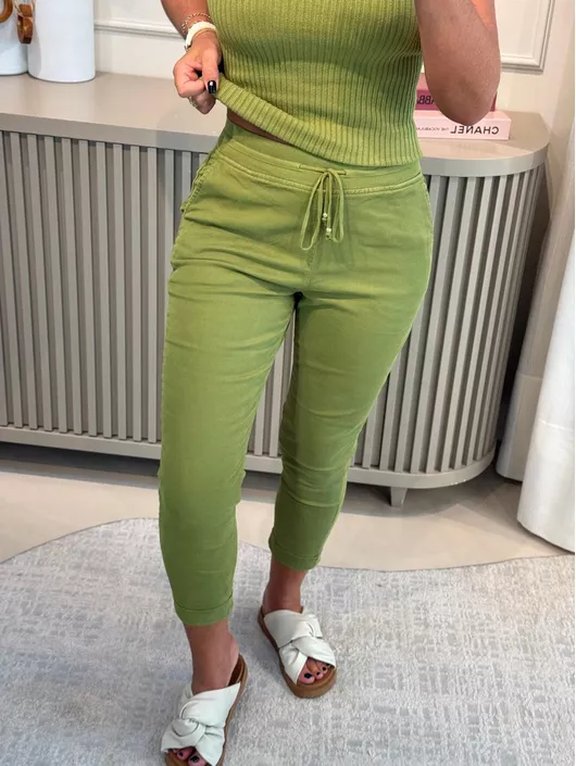 Calça De Sarja Com Cordão Verde - K047322AM - KATI MODAS