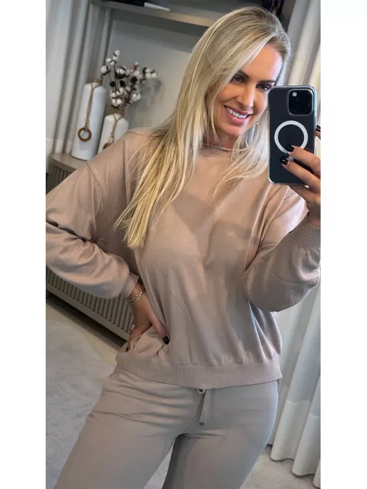 Blusa Abenção Básica 100% Algodão Bege - K11711AB... - KATI MODAS
