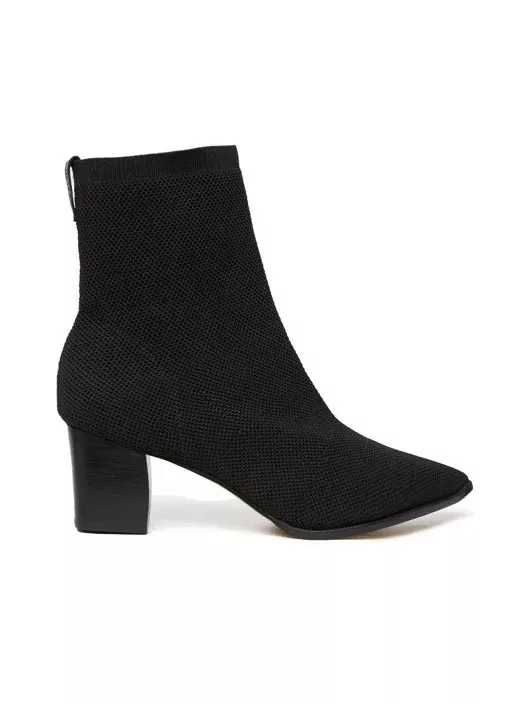 Bota De Tricô Com Bico Fino Preto - K29018AM - KATI MODAS