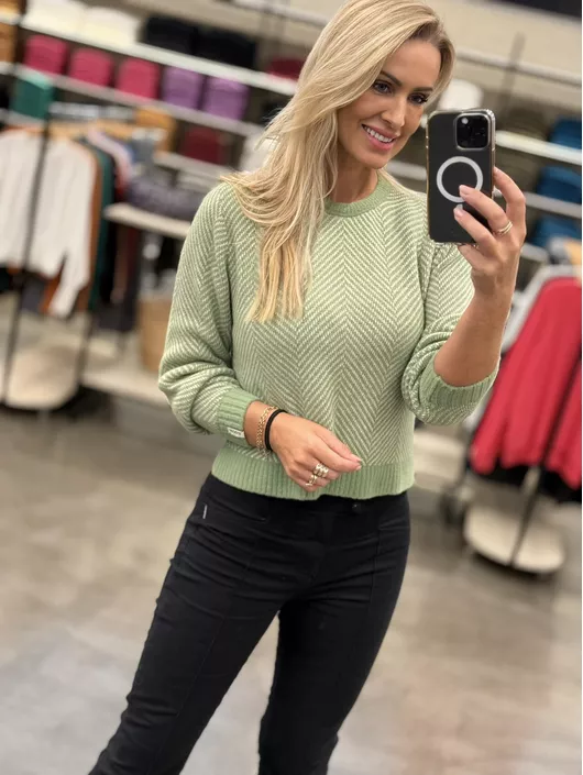 Blusa Biamar Listrada Em Fio Pluma Verde 1905 - K... - KATI MODAS