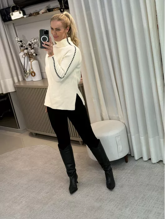 Blusa Nori Alongada Nuvem Com detalhe na manga e g... - KATI MODAS