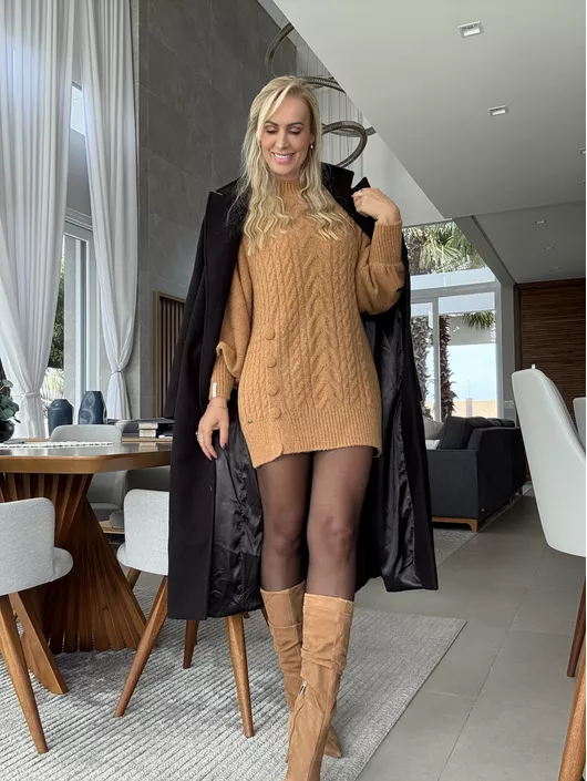 Vestido Biamar Curto Caramelo Com Botões 0205 - K1... - KATI MODAS