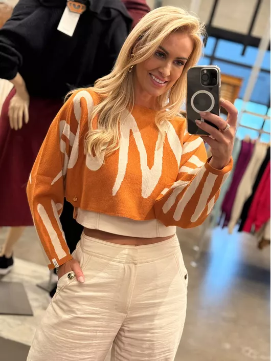 Blusa Biamar Cropped Estampado Caramelo - K11736A - KATI MODAS