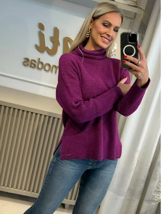 Blusa Ambicione Com Gola Alta Roxo 1106 - K19258AM - KATI MODAS