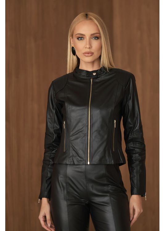 Jaqueta De Couro Feminina Preta Lígia - Elite Couro Store