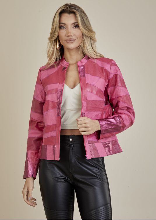 Jaqueta De Couro Pelica Patchwork Feminina Bicolor... - Elite Couro Store
