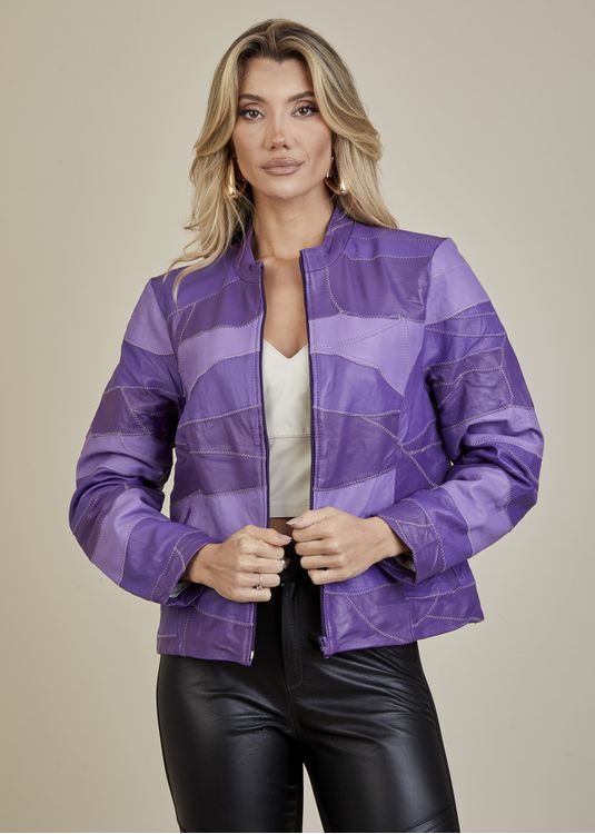Jaqueta De Couro Pelica Patchwork Feminina Bicolor... - Elite Couro Store