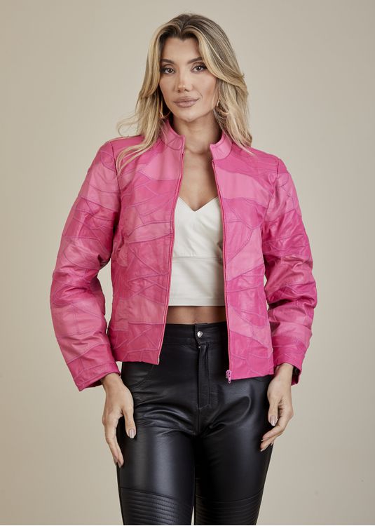 Jaqueta De Couro Pelica Patchwork Feminina Bicolor... - Elite Couro Store