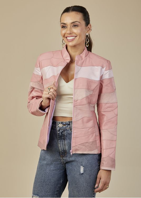 Jaqueta De Couro Pelica Patchwork Feminina Bicolor... - Elite Couro Store