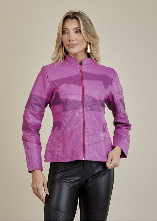 Jaqueta De Couro Pelica Patchwork Feminina Bicolor... - Elite Couro Store