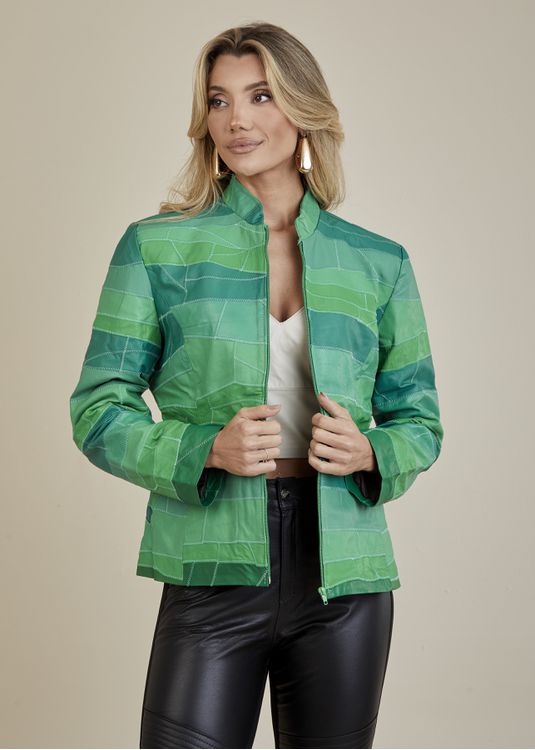 Jaqueta De Couro Pelica Patchwork Feminina Bicolor... - Elite Couro Store