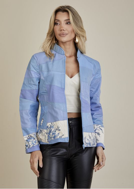 Jaqueta De Couro Pelica Patchwork Feminina Bicolor... - Elite Couro Store
