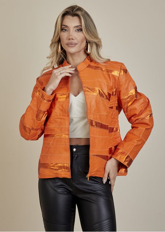 Jaqueta De Couro Pelica Patchwork Feminina Metal L... - Elite Couro Store