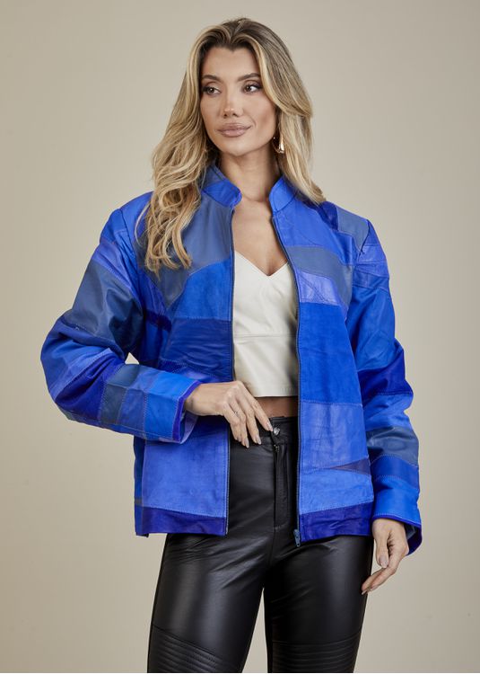 Jaqueta De Couro Pelica Patchwork Feminina Bicolor... - Elite Couro Store
