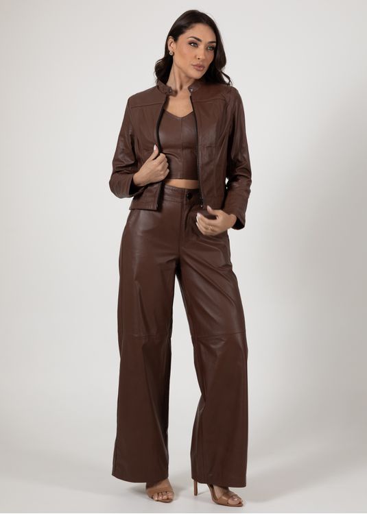 Jaqueta De Couro Feminina Chocolate Camille - Elite Couro Store