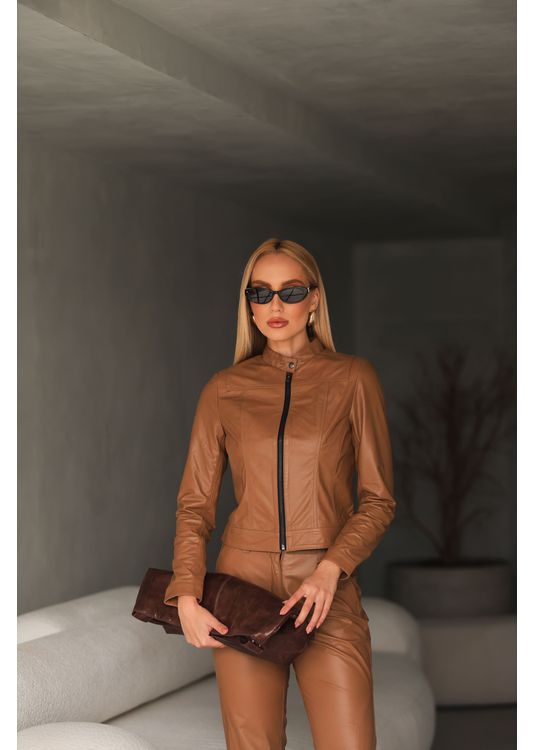Jaqueta De Couro Feminina Camelo Camille - Elite Couro Store