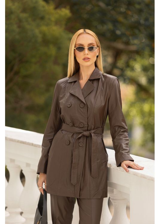Parka em Couro Feminina Marrom Aurora - Elite Couro Store