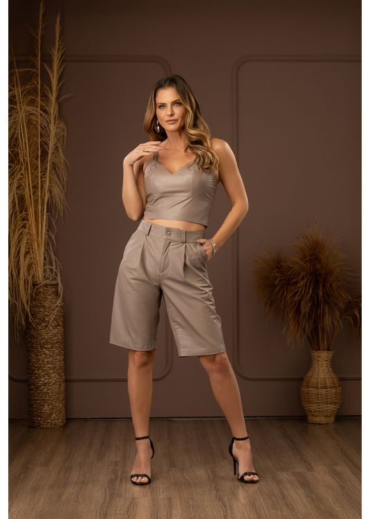 Bermuda de Couro Feminina Fendi Júl... - Elite Couro Store