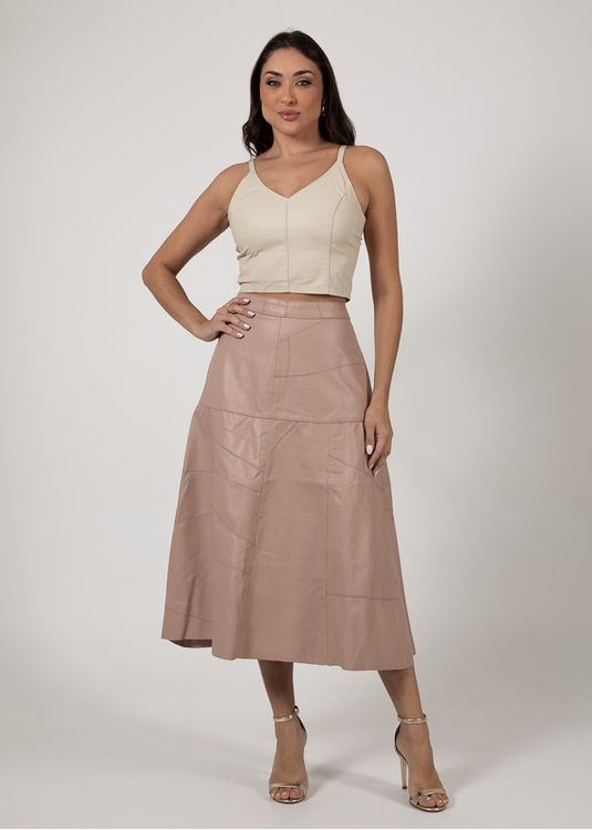 Saia De Couro Pelica Patchwork Feminina Sorvete - Elite Couro Store