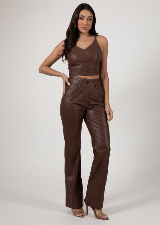 Calça de Couro Feminina Chocolate Samanta - Elite Couro Store